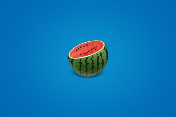 Halbe Wassermelone auf blauem Hintergrund