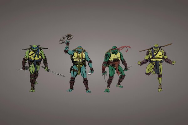 Teenage mutant ninja Turtles . Raphaël, Leonardo, Michel-ange, Donatello