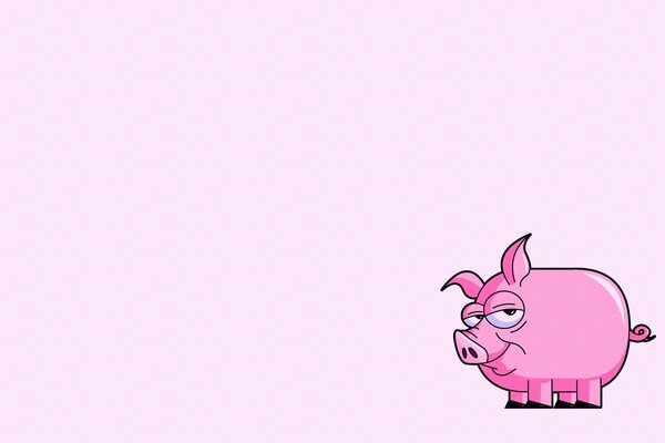 Uśmiechnięta różowa świnka z zawiniętym kucykiem