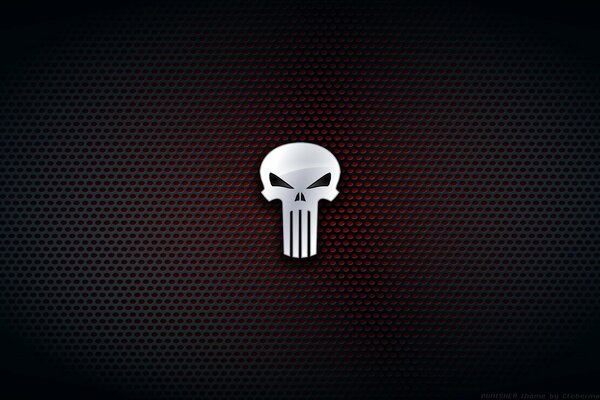 The punisher comics symbol on a black and red background