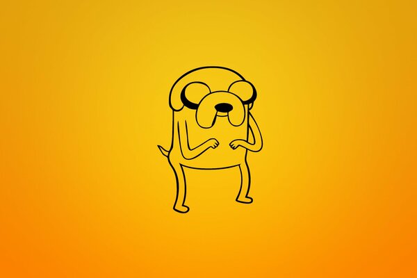 Jake the dog on a yellow background drawing