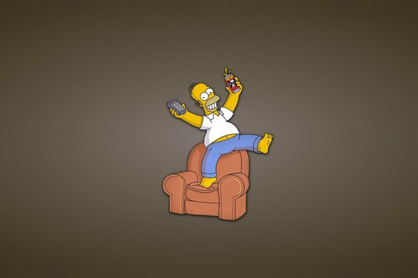 Homer Simpson s amuse sur une chaise