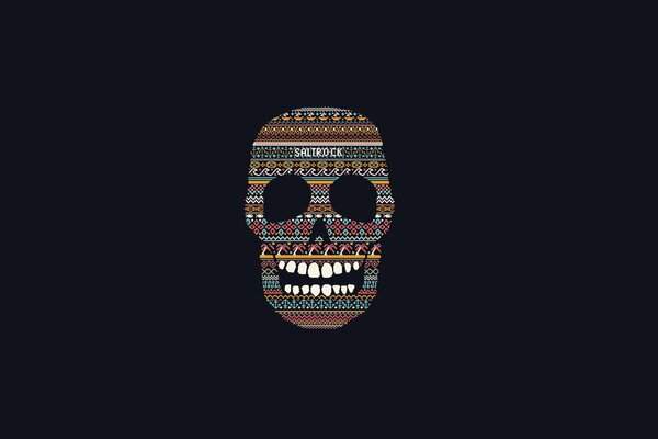 Art painting of a colored skull on a black background