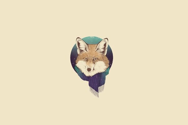 Vektor-Zeichnung eines Fuchses in einem Schal