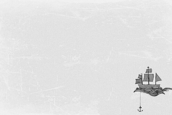 Schiff mit Anker auf grauem Hintergrund