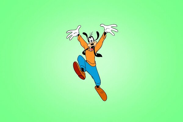 Fröhliche Goofy auf grünem Hintergrund