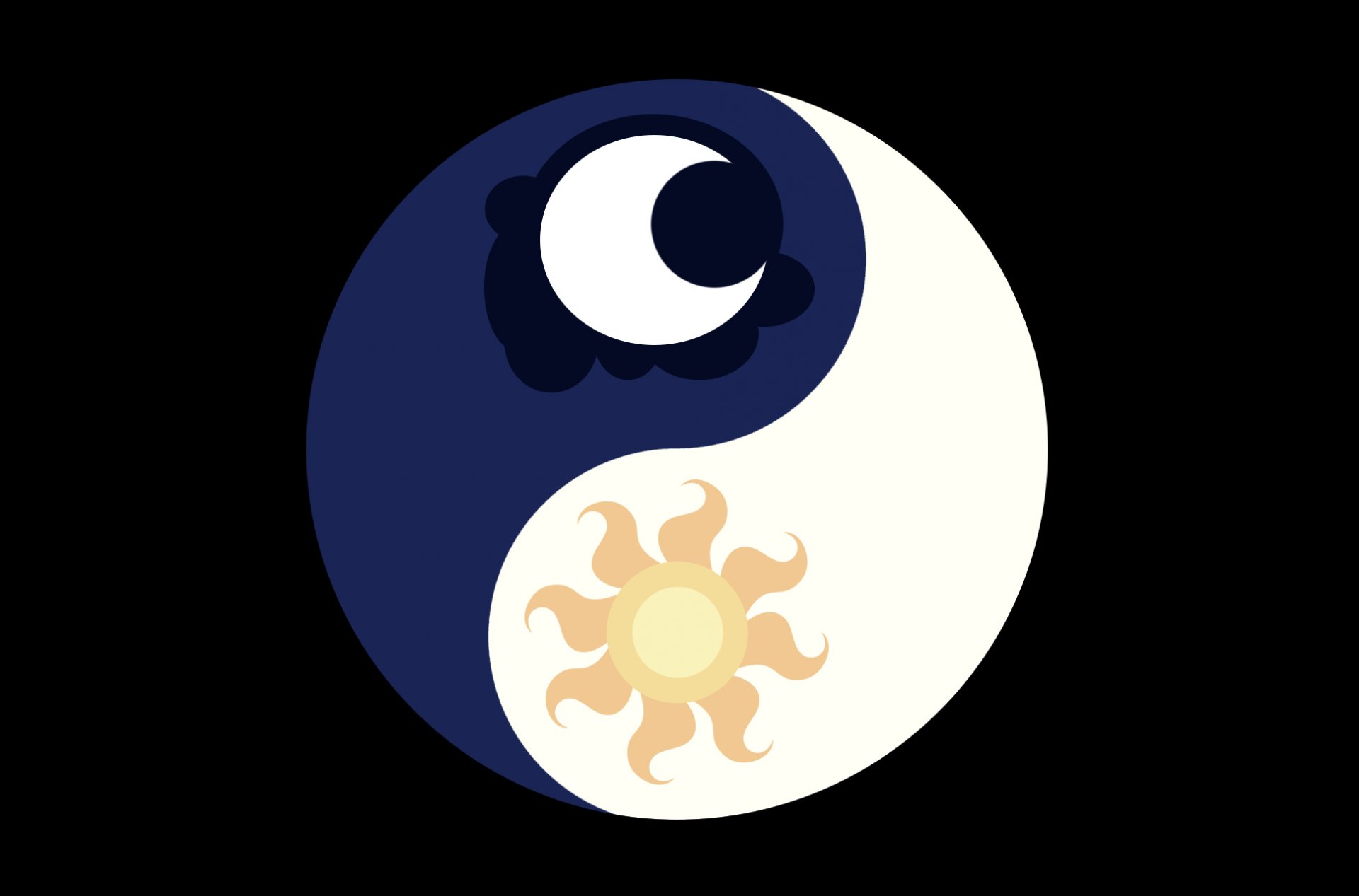 mark yin-yang crescent sun