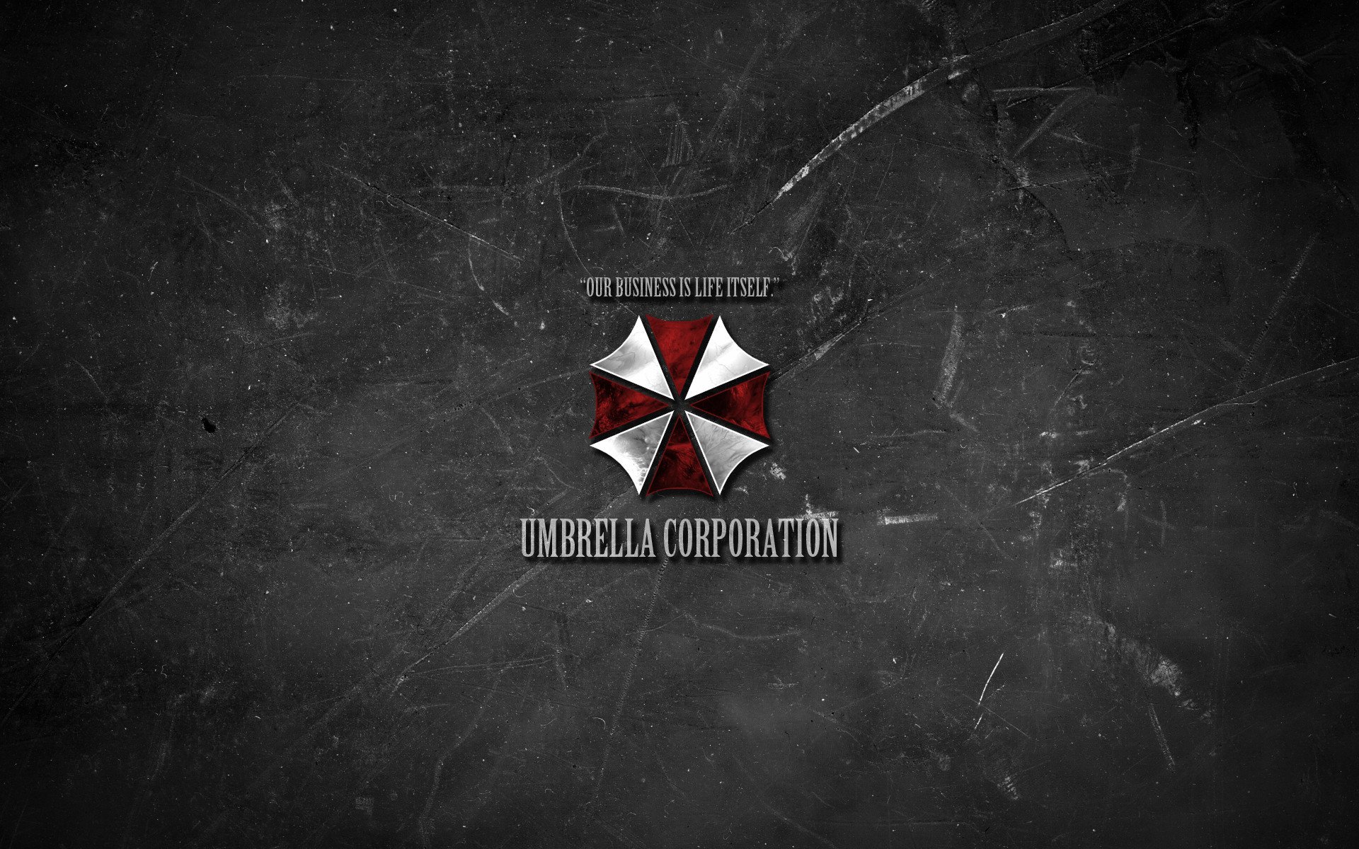 umbrella logo our business is life itself slogan our business is life itself resident evil umbrella corporation texture minimalism