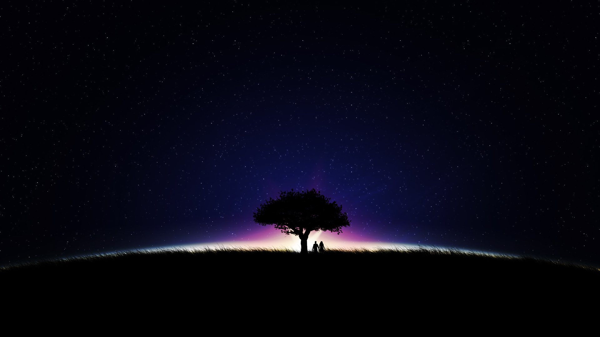 night sky star tree