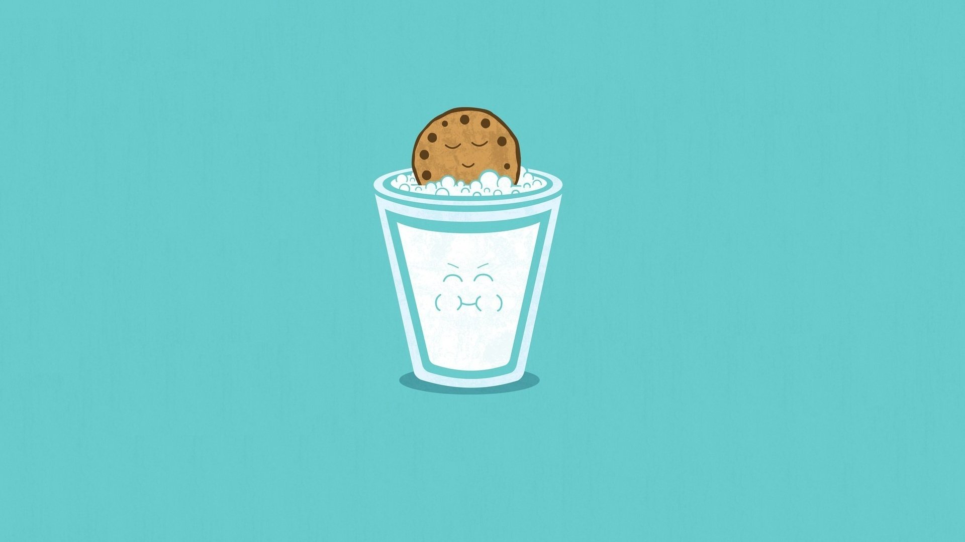 verre de lait biscuit minimalisme sourire bleu art