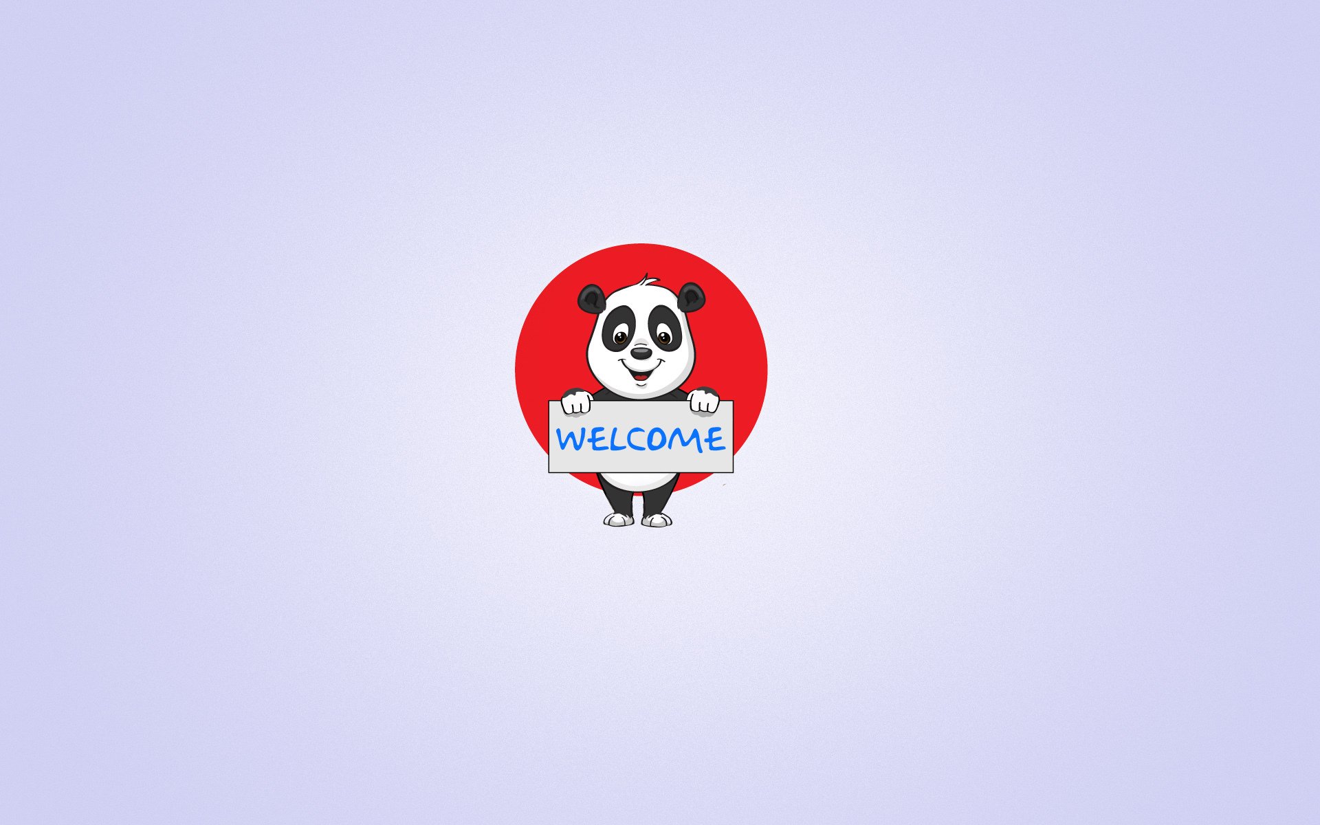 panda red circle smile plate inscription welcome light background minimalism