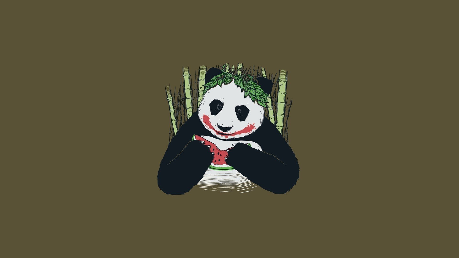 panda farceur noir et blanc pastèque bambou