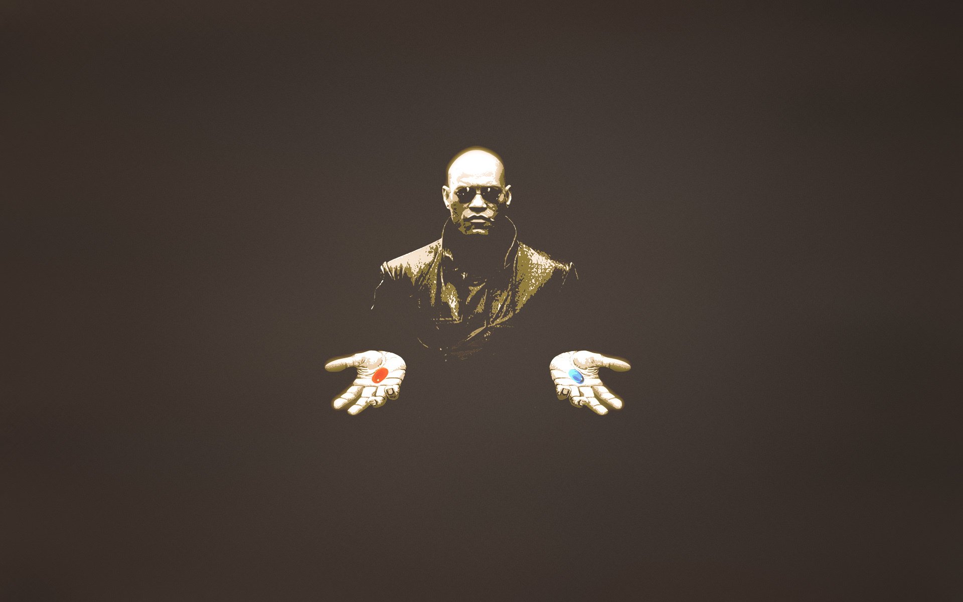 matrix morpheus sunglasses dusky background tablets red blue hands man minimalism laurence fishburne