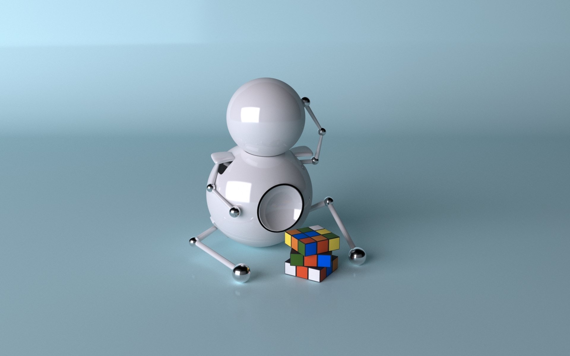 render man cube rubik s cube balls figure reflection