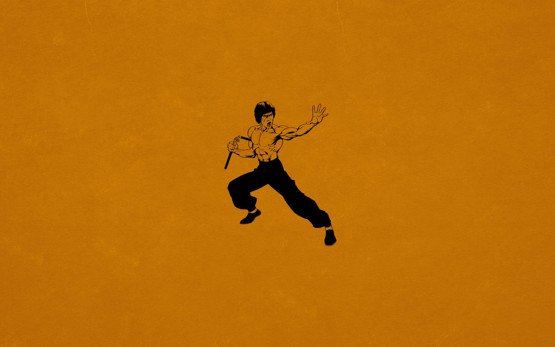 bruce lee kung fu nunchuck dark orange minimalizm