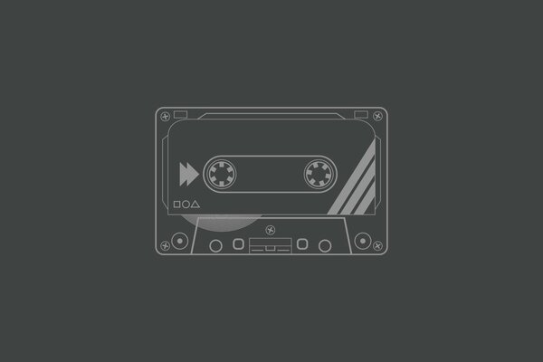 Cassette dessinée sur fond gris