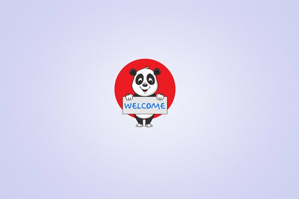 In the center is a panda in a red circle with the inscription welcome