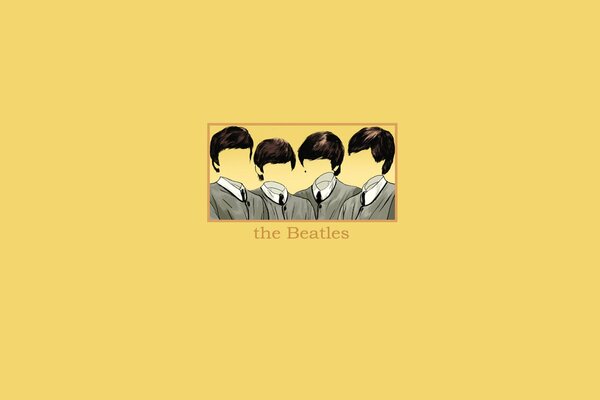 Art du groupe The Beatles dans un style minimaliste sur fond jaune