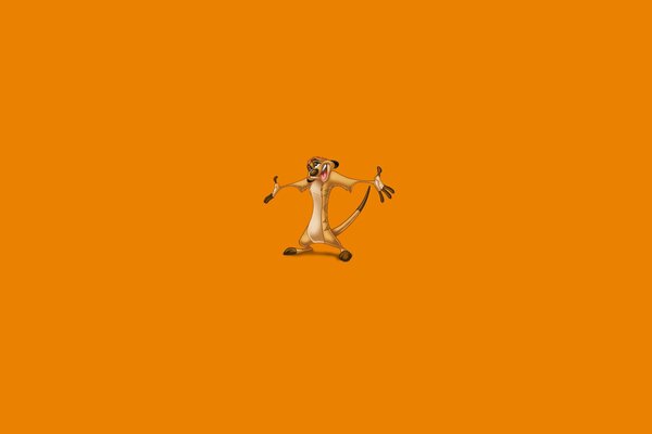 Happy Timon from the cartoon on an orange background