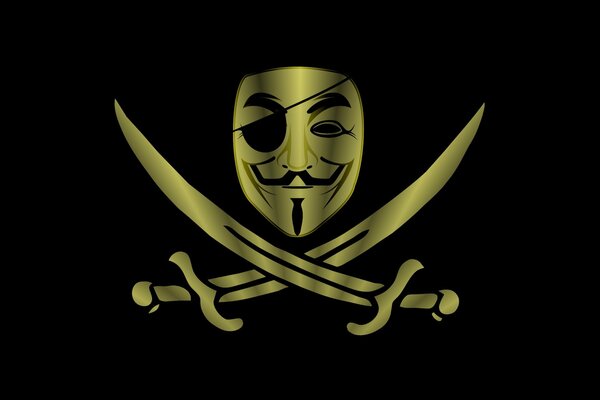 The black flag of the Anonymous pirate