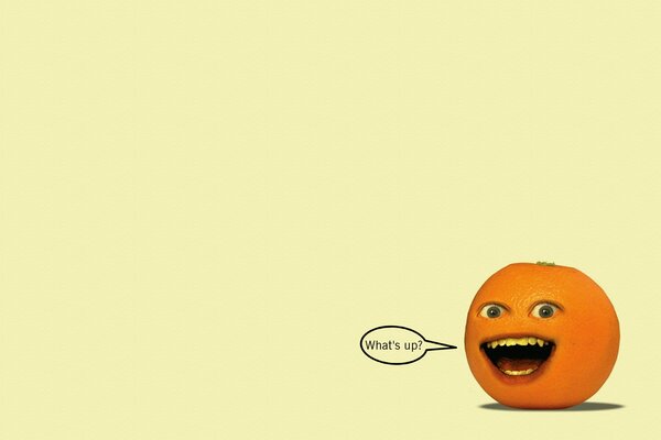 Una naranja enojada que pregunta: ¿qué pasa? 