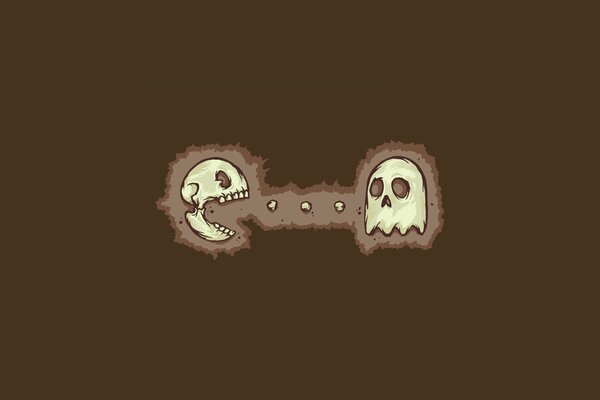 Hungry skull wants to eat a scary ghost