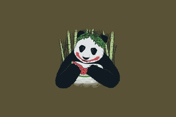 Bon Panda mange pastèque