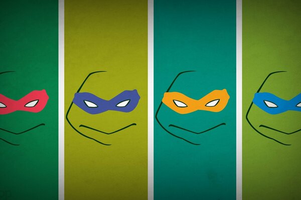 Four teenage Mutant Ninja Turtles in minimalism style