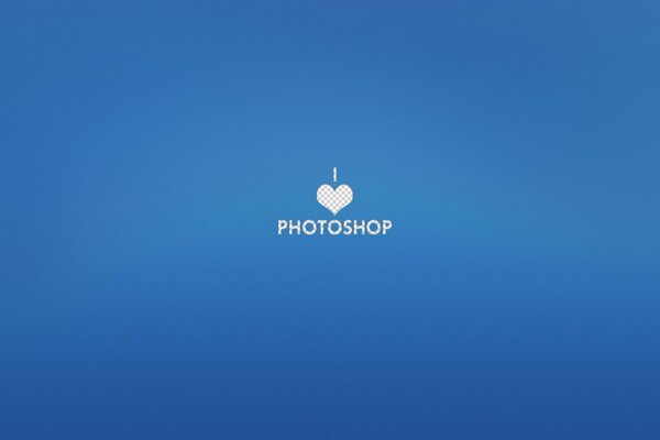 cuore e photoshop su sfondo blu