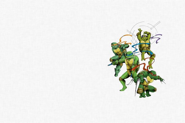 Teenage mutant ninja Turtles sur fond blanc