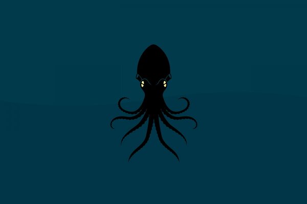 Black octopus with yellow eyes