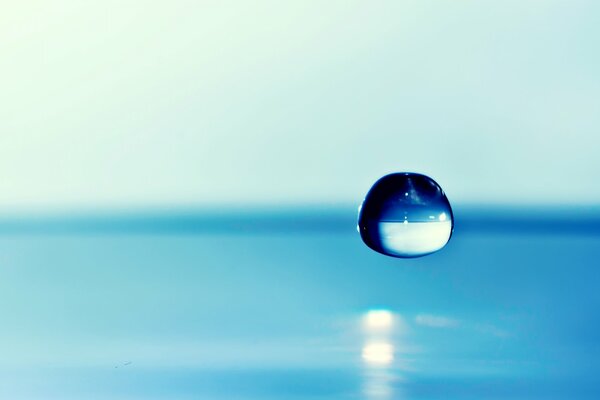 A blue drop is visible in focus