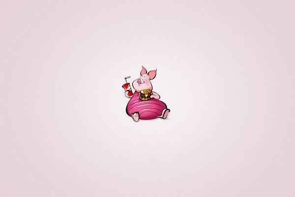 Fat Piglet Disney cartoon pink background