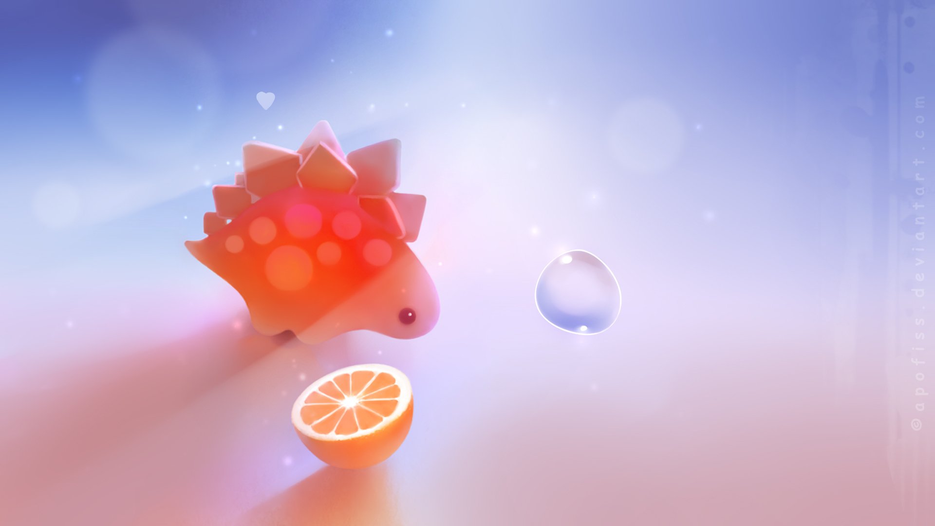 dinosaur orange orange bubble heart apofi