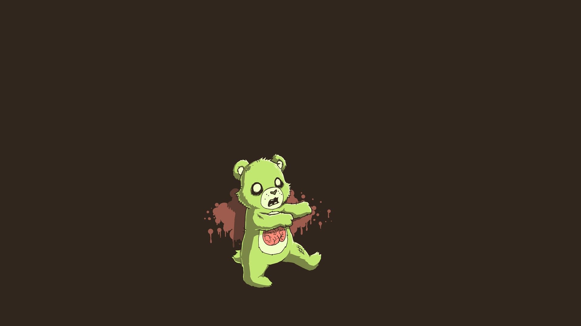 zombear miś zombie mózg otwarte usta krew