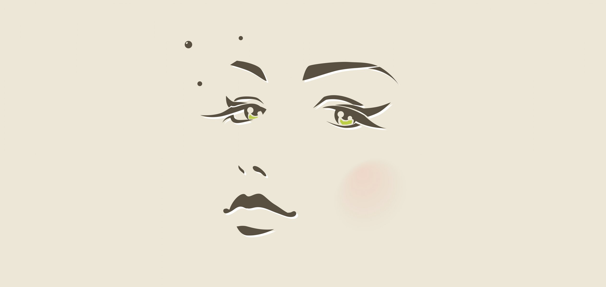 cara ojos labios pupilas nariz chica minimalismo rubor beige vector lunar círculos