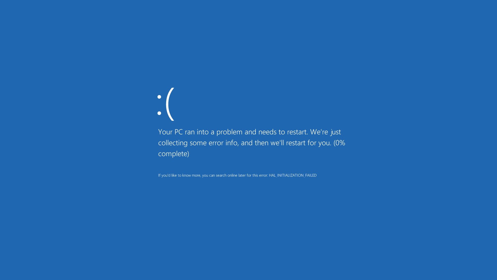 écran de la mort sourire triste windows 8 bleu minimalisme lettrage