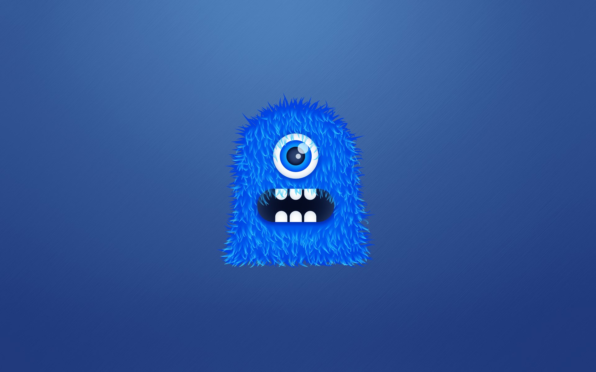 loony monster one-eyed toothy hairy blue monster