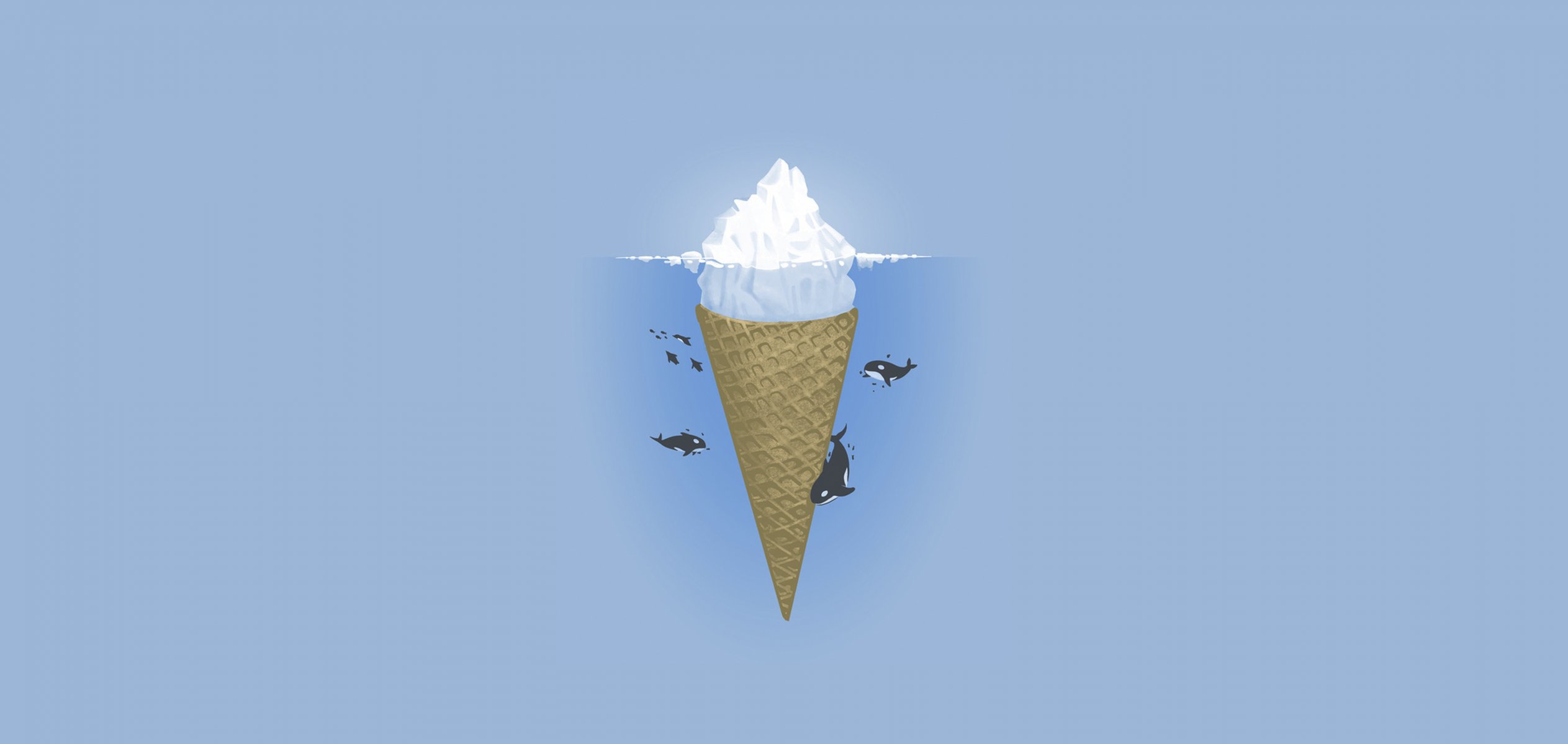 minimalismo helado iceberg mar océano orcas vector ilustración hd