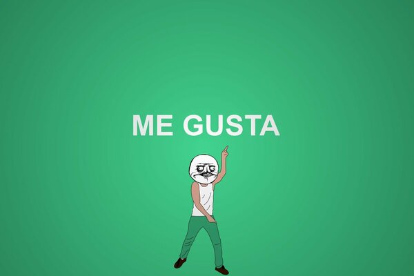 Me gusta. Un meme popular baila sobre un fondo verde