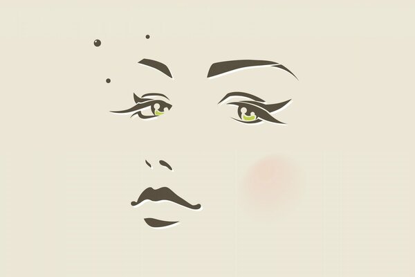 Art minimaliste avec visage de fille sans contour de visage