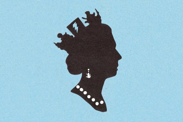 Das Profil der englischen Königin ist aus Papier geschnitten