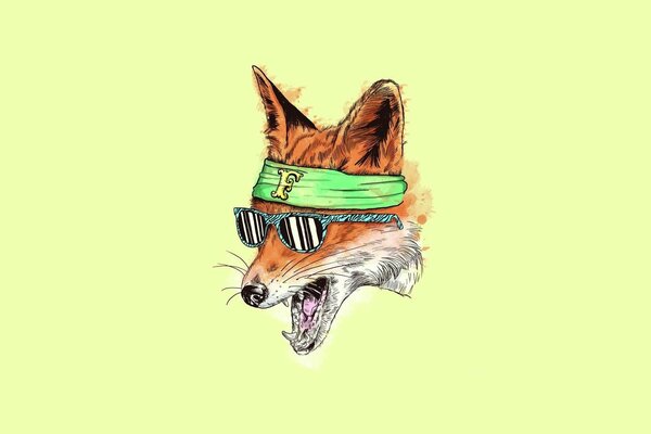 Fox logo in bandana and glasses