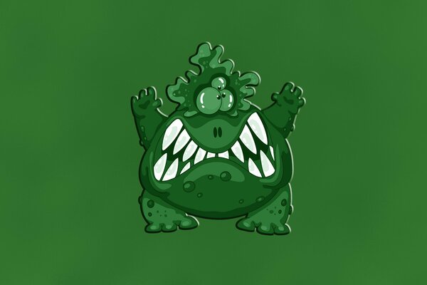 A green monster with three eyes