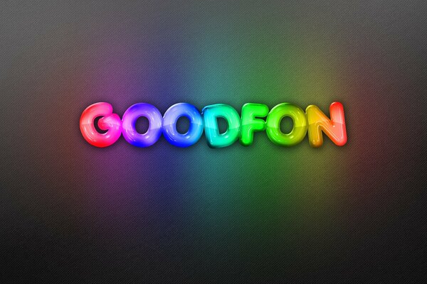 Goodfon inscription in multicolored letters on a dark background