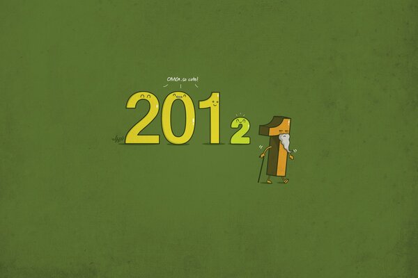 Minimalismo, el nuevo año 2012 reemplazará a 2011 sobre un fondo verde