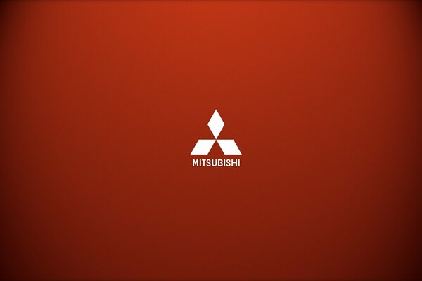 Icono de Mitsubishi sobre fondo rojo