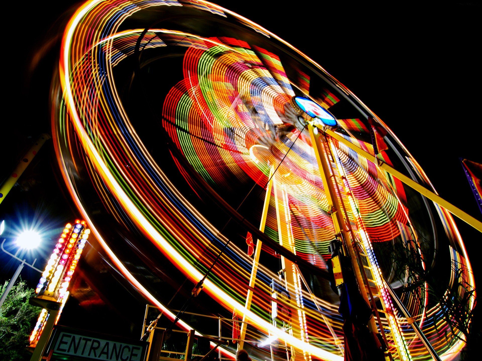 ferris wheel flowers night entertainment