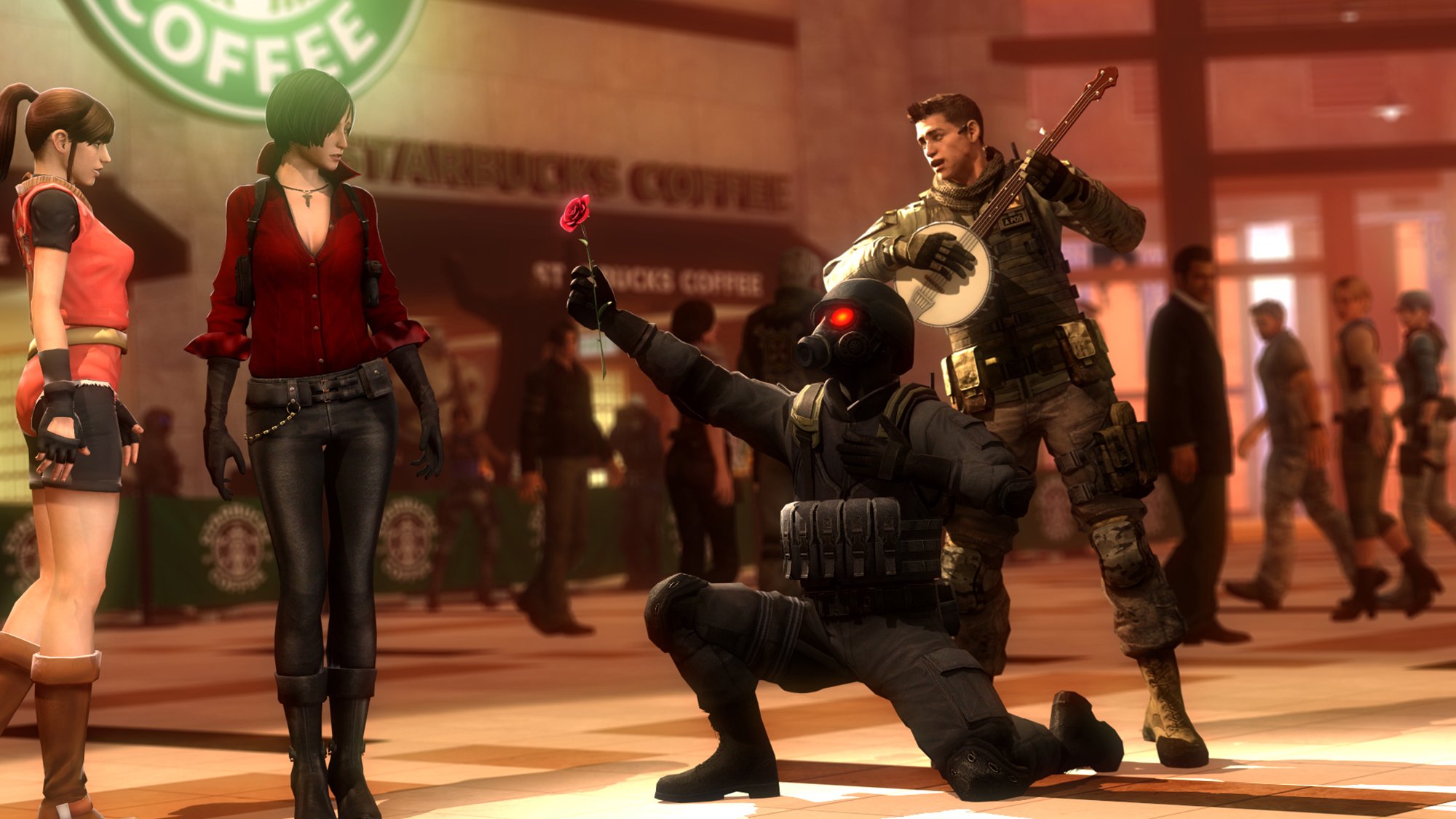 resident evil nikolai Zinoviev Pierce Nivans Chris redfield guitar love flower ada wong rendering