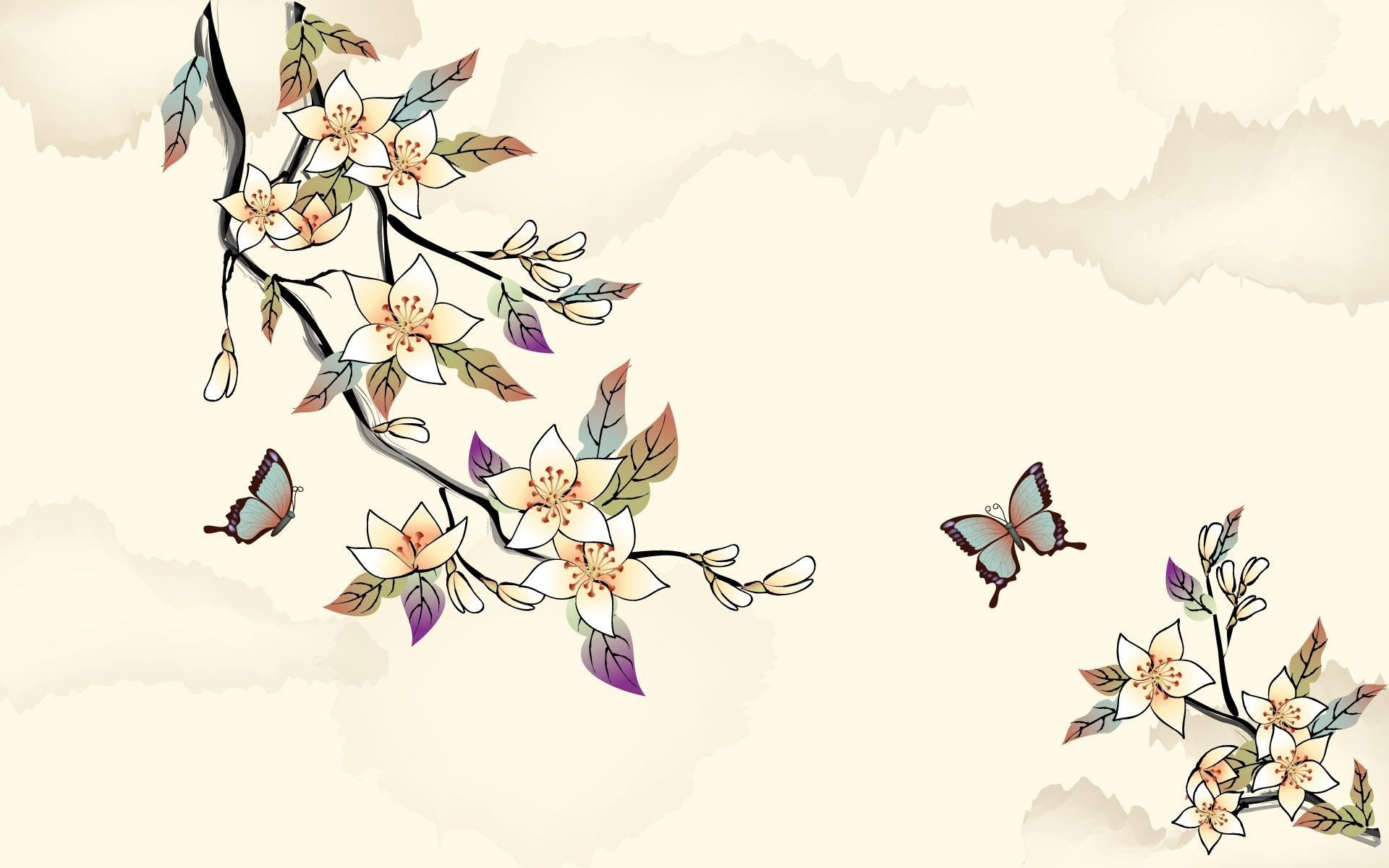 рисунок бабочка деревья